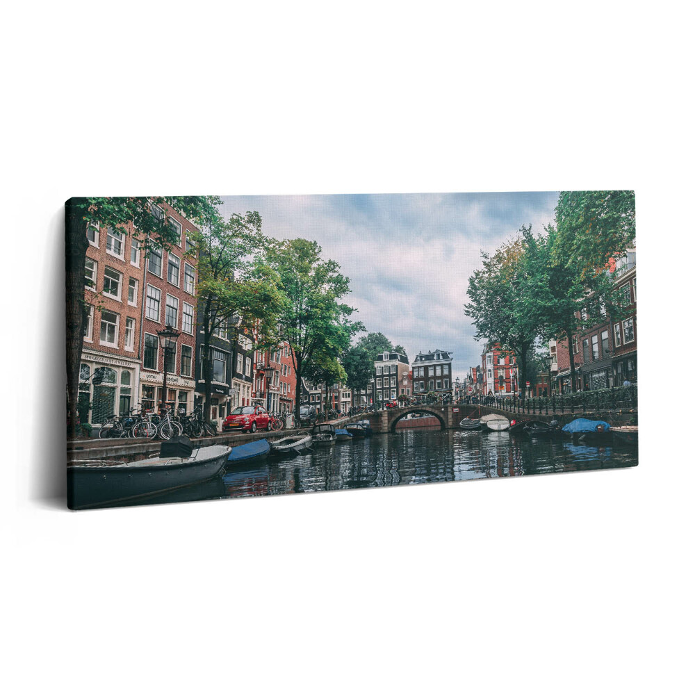 Foto obraz canvas 100x50 Kanał w centrum Amsterdamu