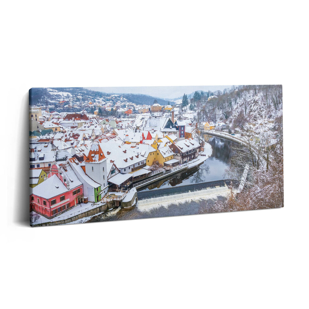 Fotoobraz canvas 100x50 Panorama miasta Krumlov zimą