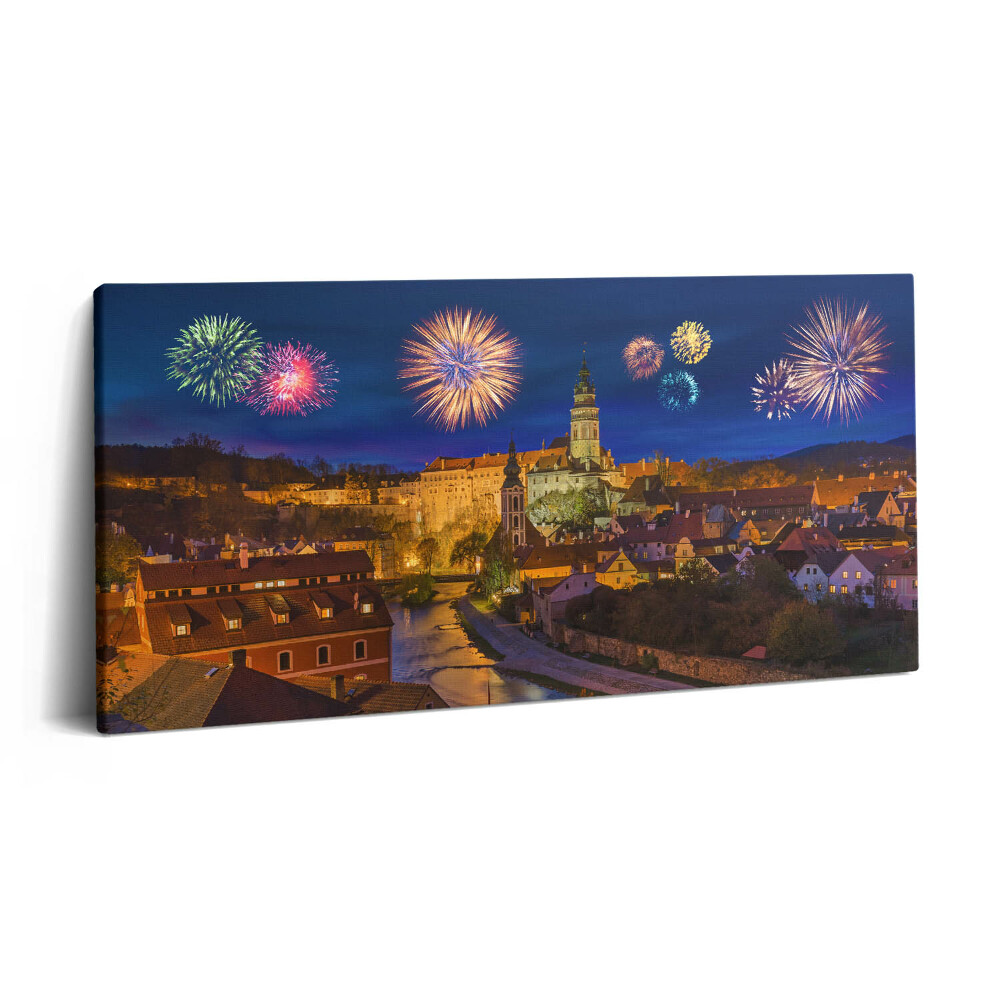 Fotoobraz canvas 100x50 Fajerwerki Krumlov Czechy