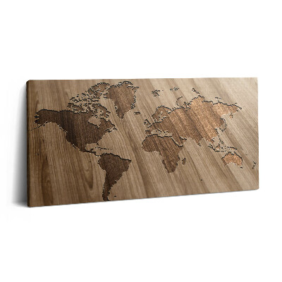 Fotoobraz canvas 120x60 Mapa świata na drewnie