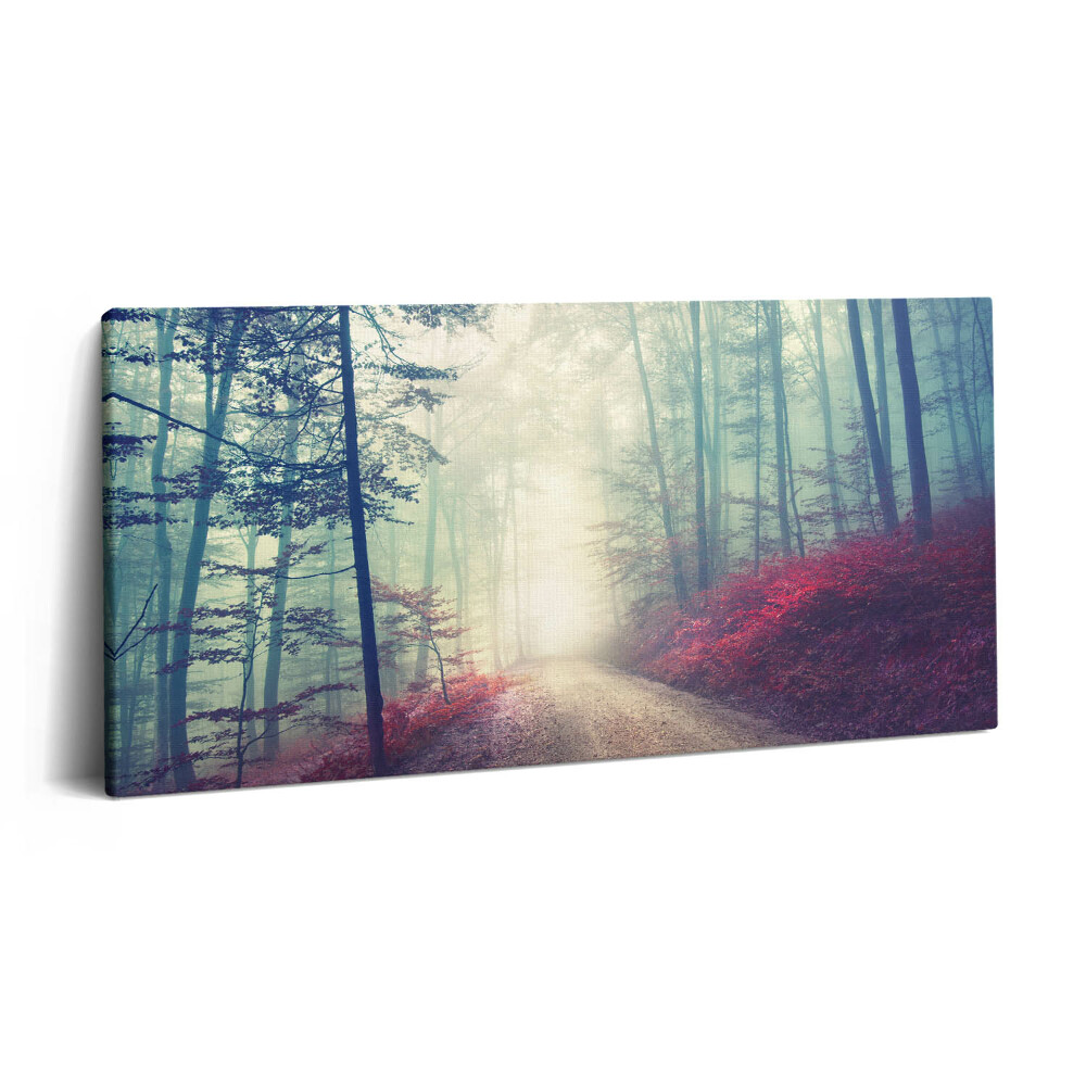 Fotoobraz canvas 120x60 Droga w mglistym jesiennym lesie