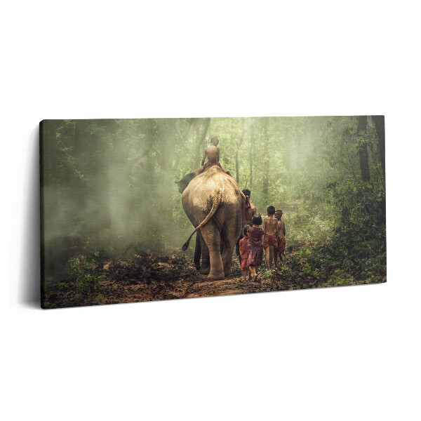 Fotoobraz canvas 120x60 Dzieci i słoń