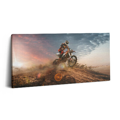 Nowoczesny obraz na płótnie 120x60 Mężczyzna na motocyklu i na pustyni