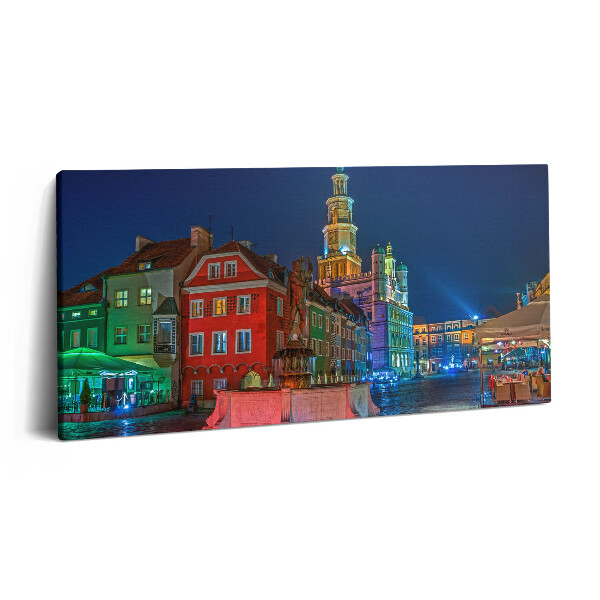 Obraz na płótnie 120x60 Rynek Poznański nocą