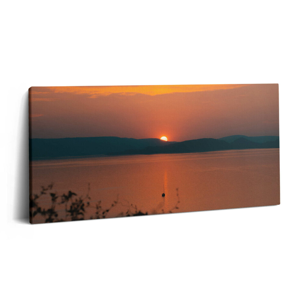 Foto obraz canvas 120x60 Jezioro Balaton i zachód słońca