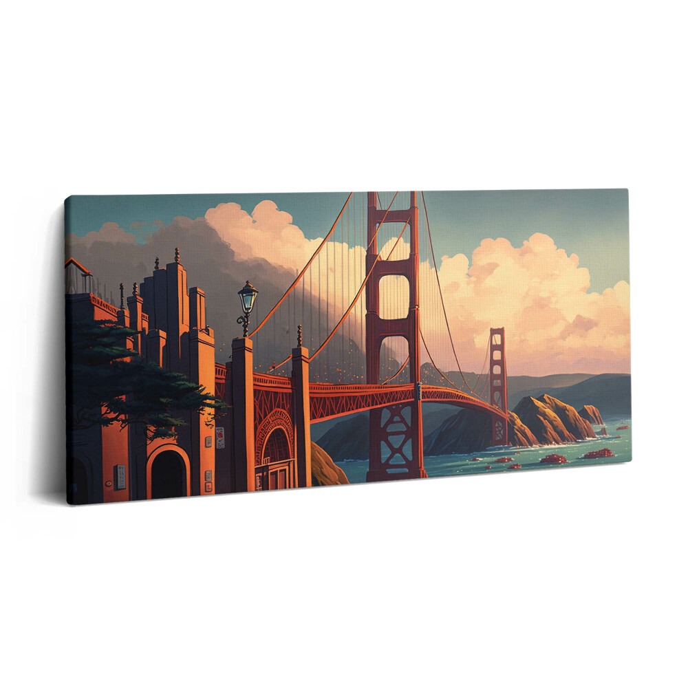 Obraz na płótnie 120x60 Ilustracja przedstawiająca most w San Francisco