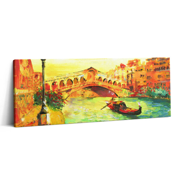 Obraz canvas 125x50 Wenecja - gondola i most Rialto