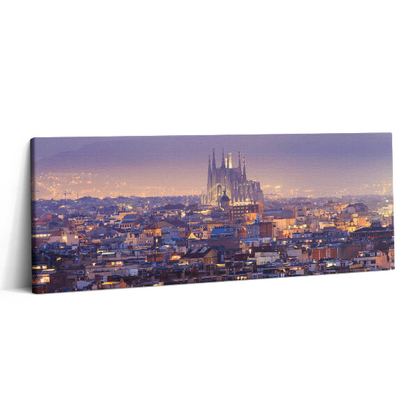 Obraz canvas 125x50 Widok na Barcelonę i Sagradę nocą