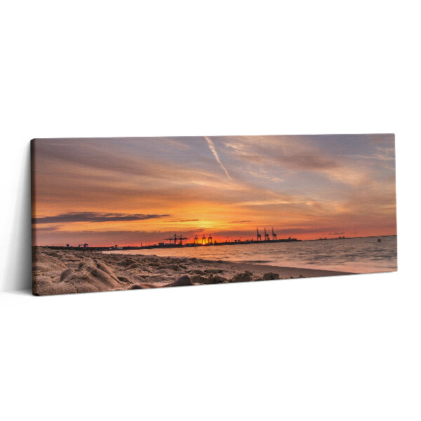 Obraz canvas 125x50 Zachód słońca nad plażą