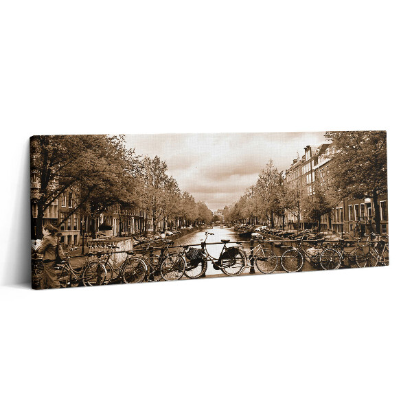 Obraz canvas 125x50 Widok na Amsterdam na rowerze