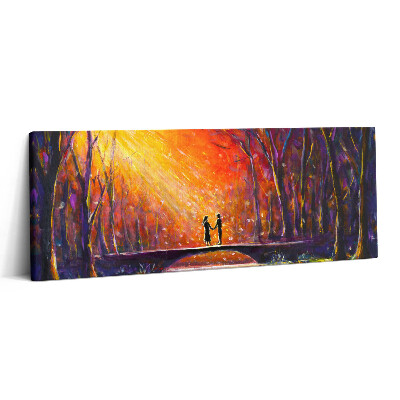 Fotoobraz canvas 125x50 Zakochana para namalowana akwarelami