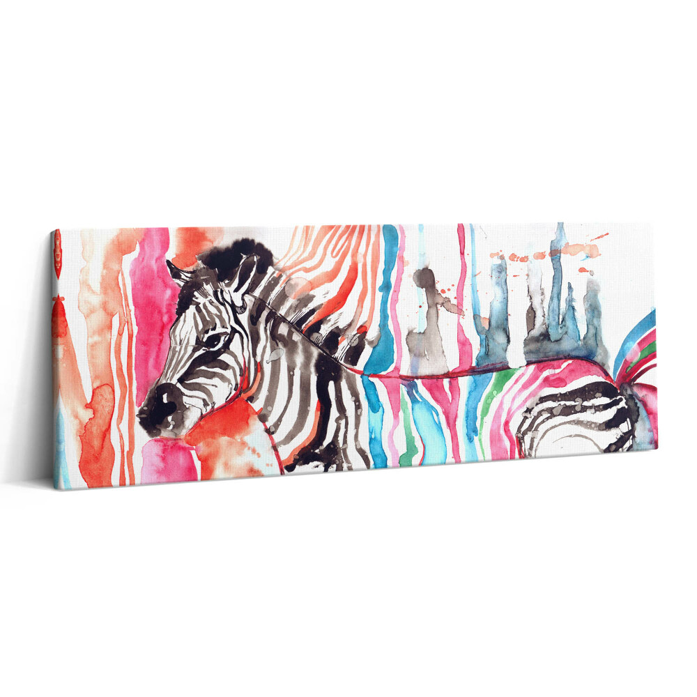 Obraz canvas 125x50 Ilustracja zwierząt kolorowa zebra