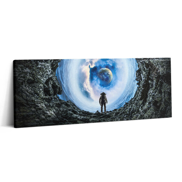 Obraz canvas 125x50 Dziura kosmiczna i astronauta