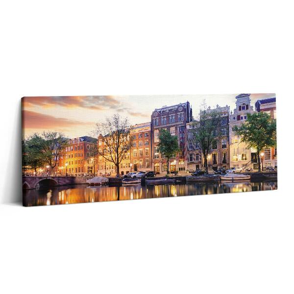 Obraz canvas 125x50 Domy Amsterdam Holandia