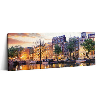 Obraz canvas 125x50 Domy Amsterdam Holandia