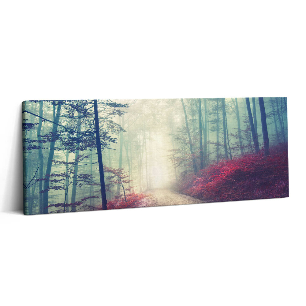 Obraz canvas 125x50 Droga w mglistym jesiennym lesie