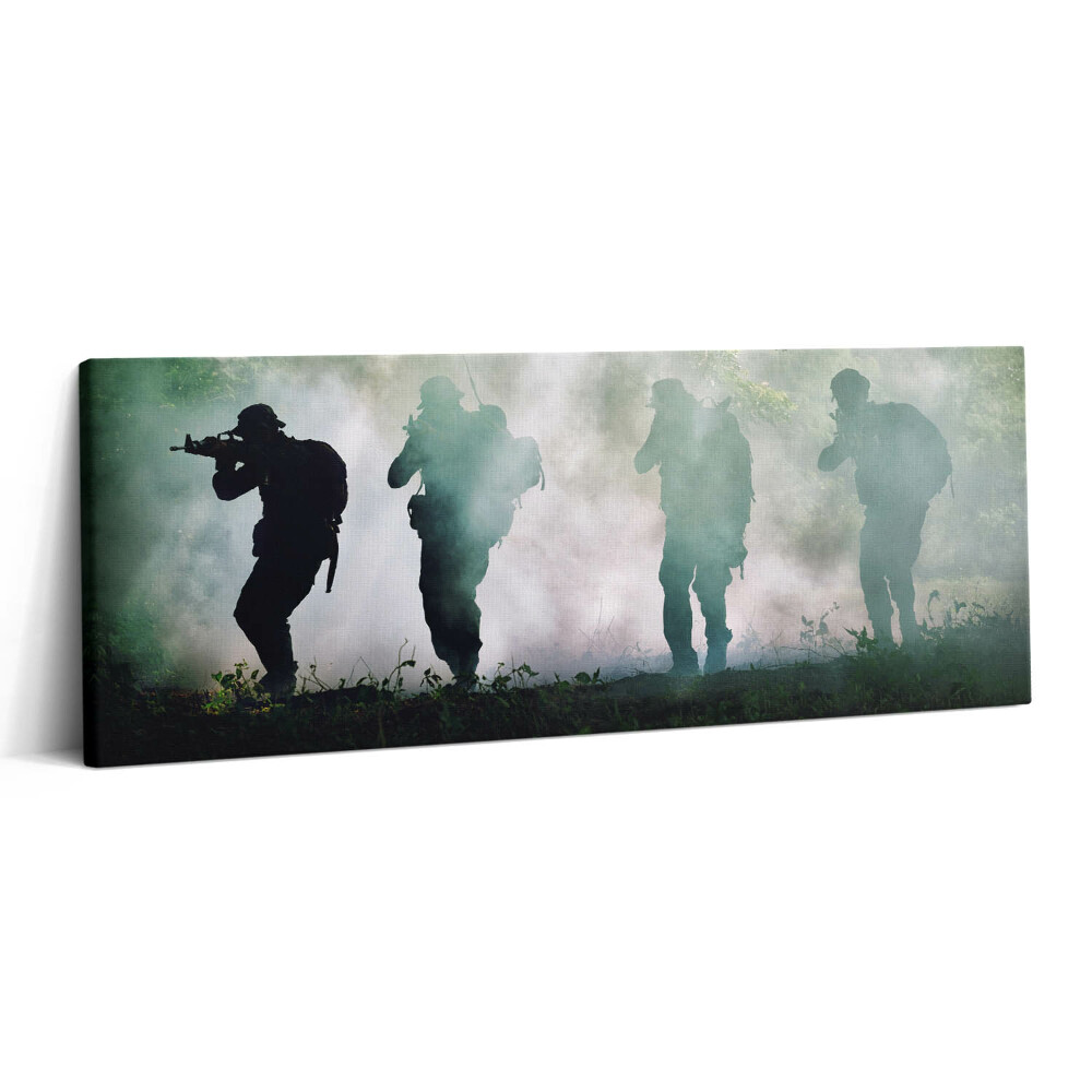 Fotoobraz canvas 125x50 Armia w lesie - żołnierze