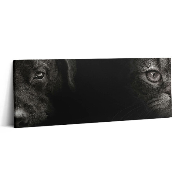 Obraz canvas 125x50 Pies labrador i kot szkocki