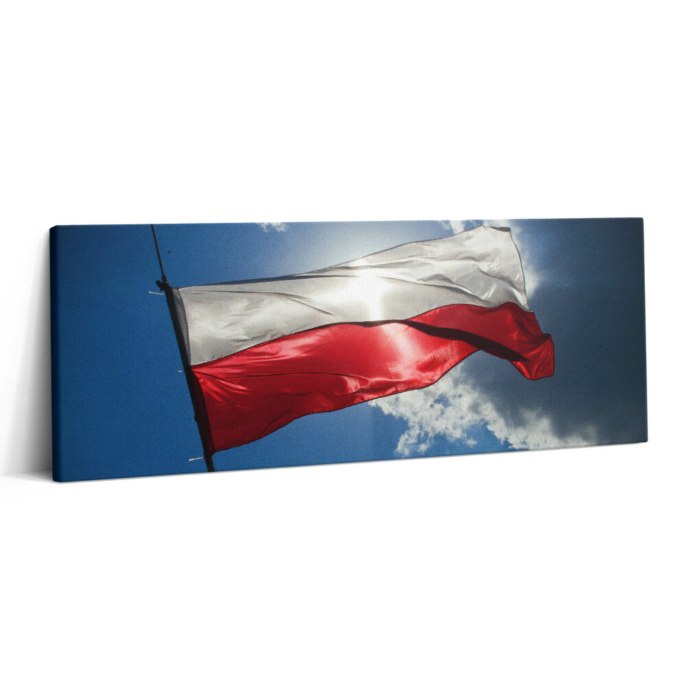 Fotoobraz canvas 125x50 Polska flaga na niebie