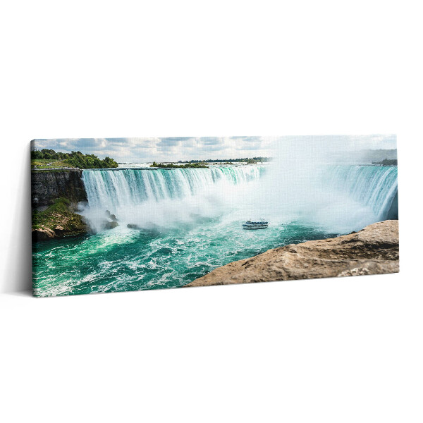 Foto obraz na płótnie 125x50 Łódź i wodospad Niagara