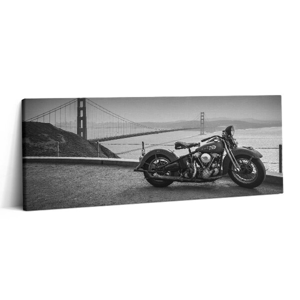 Obraz canvas 125x50 Motocykl i most Golden Gate