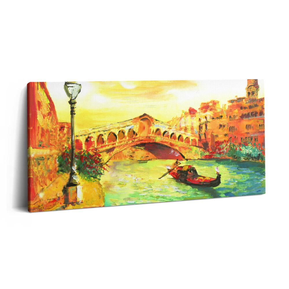 Obraz canvas 140x70 Wenecja - gondola i most Rialto