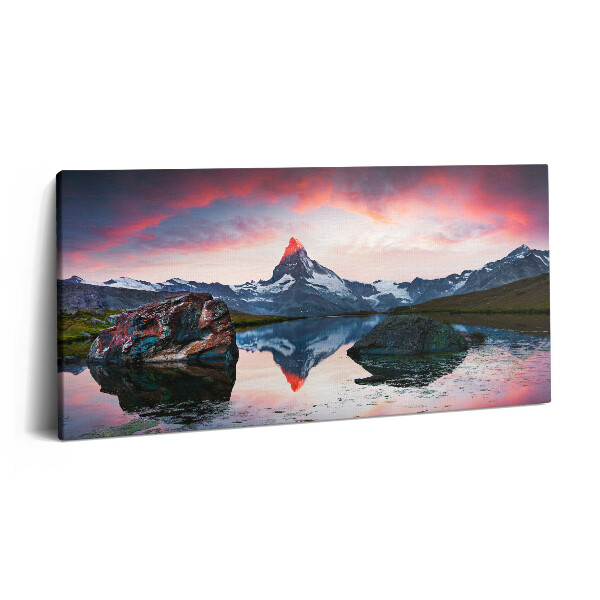 Nowoczesny obraz na płótnie 140x70 Jezioro Stellisee Matterhorn