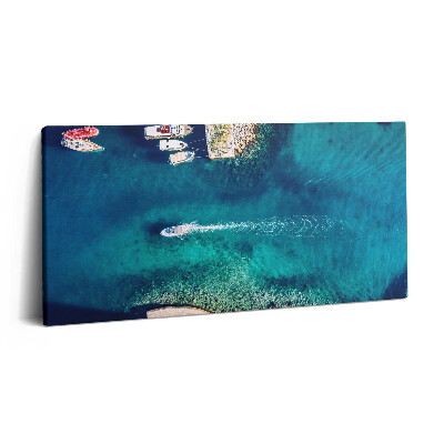 Foto obraz na płótnie 140x70 Łodzie na morzu