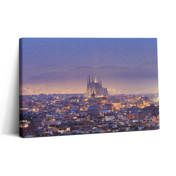 Foto obraz canvas 30x20 Widok na Barcelonę i Sagradę nocą