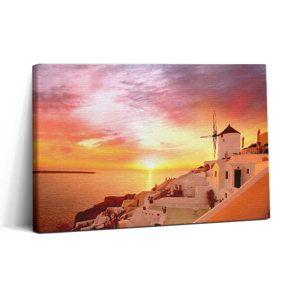 Foto obraz canvas 30x20 Santorini ze starym wiatrakiem