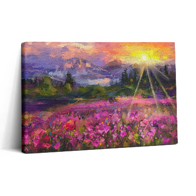 Obraz na płótnie 30x20 Łąka o zachodzie słońca