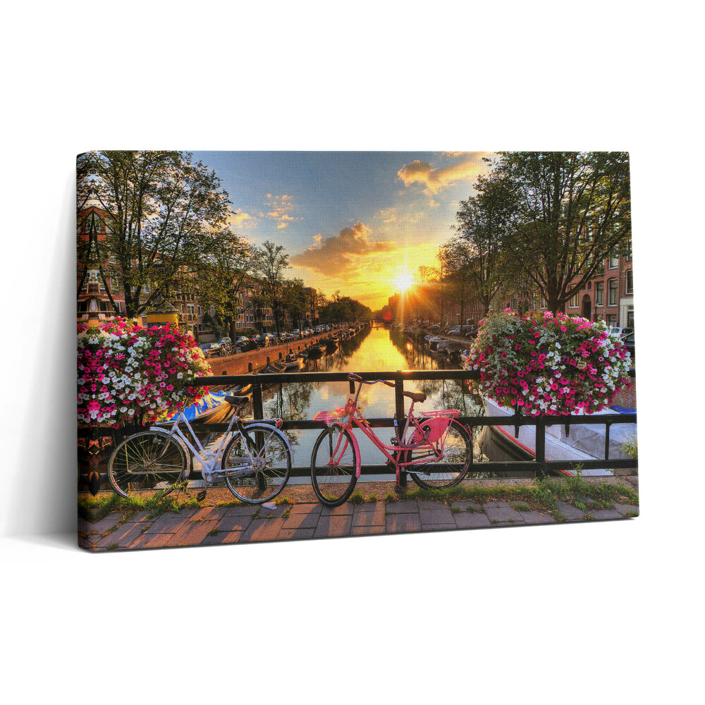 Foto obraz canvas 30x20 Wschód słońca nad Amsterdamem