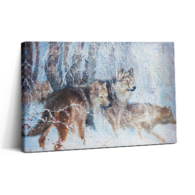 Obraz canvas 30x20 Rysunek wilków w lesie