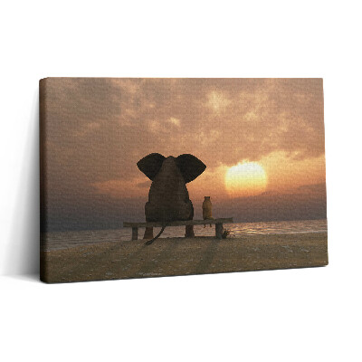 Foto obraz canvas 30x20 Zwierzęta i zachód słońca