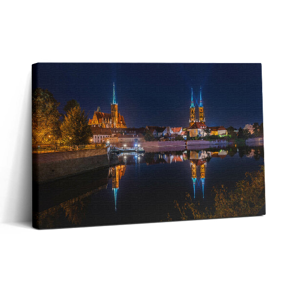 Obraz canvas 30x20 Katedra Wrocławska nocą