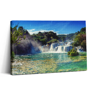 Foto obraz canvas 30x20 Krajobraz leśny i wodospad