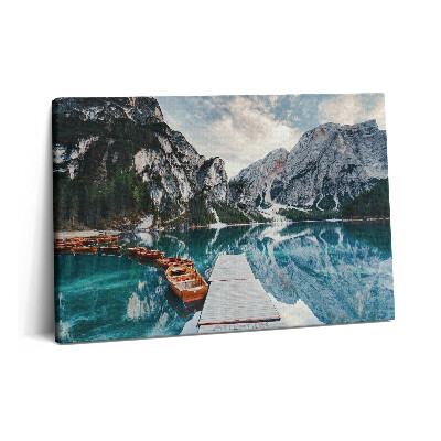 Obraz canvas 60x40 Łódź na jeziorze w górach