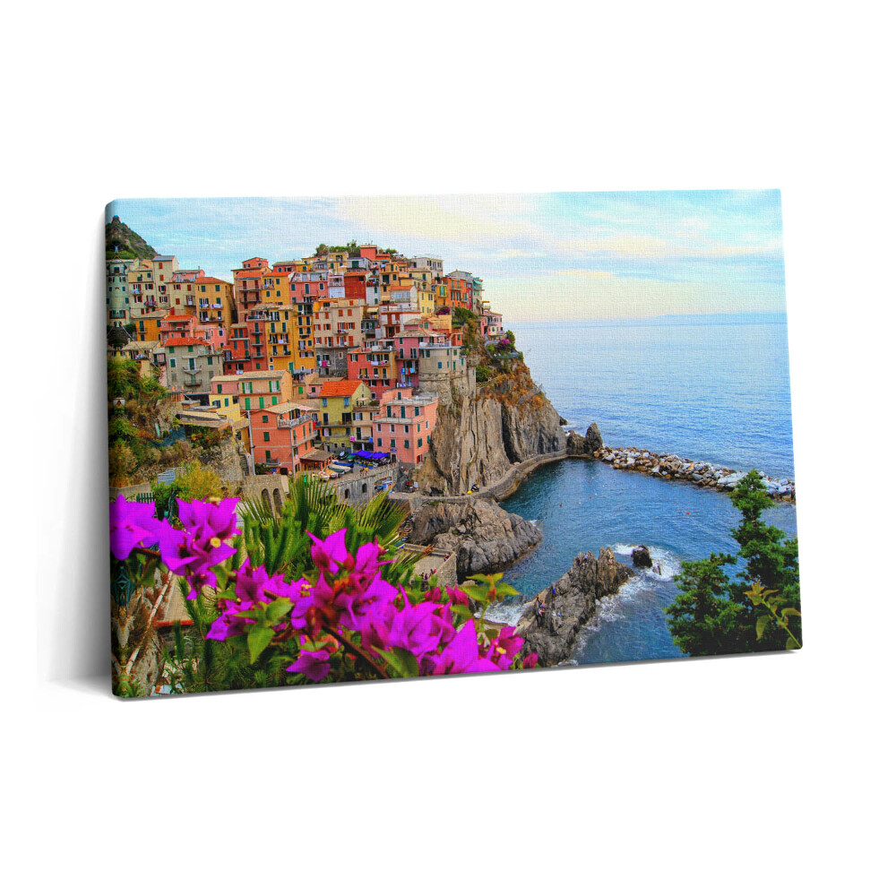 Obraz canvas 60x40 Kwiaty i wybrzeże Cinque Terre Włochy