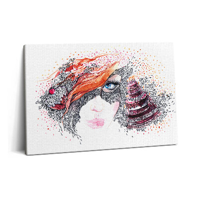 Obraz canvas 60x40 Streszczenie słodka kobieta z ciastem