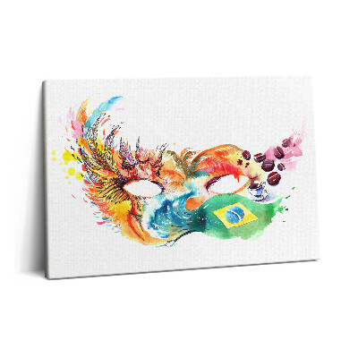 Obraz canvas 60x40 Kultura brazylijska i flaga z maską
