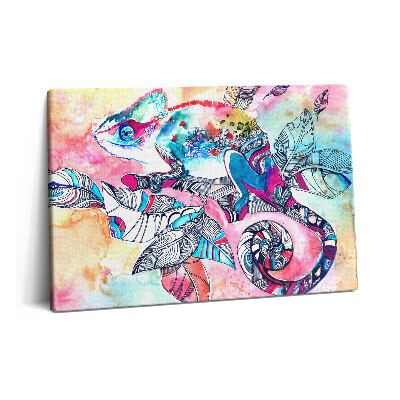 Obraz canvas 60x40 Kameleon na gałęzi