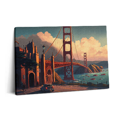 Obraz canvas 60x40 Ilustracja przedstawiająca most w San Francisco