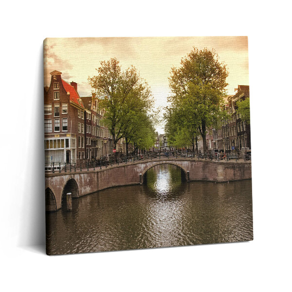 Obraz canvas 60x60 Kanały Amsterdamu w mieście