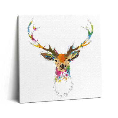 Obraz canvas 60x60 Kolorowa ilustracja z głową jelenia