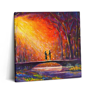 Foto obraz canvas 60x60 Zakochana para namalowana akwarelami