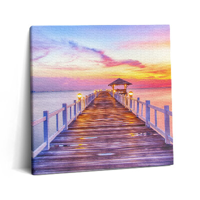 Foto obraz na płótnie 60x60 Zalesiony most w porcie