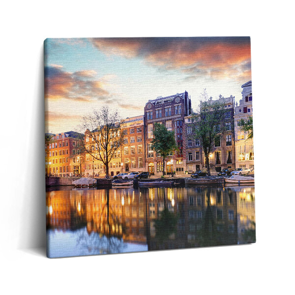 Foto obraz ze zdjęcia 60x60 Domy Amsterdam Holandia