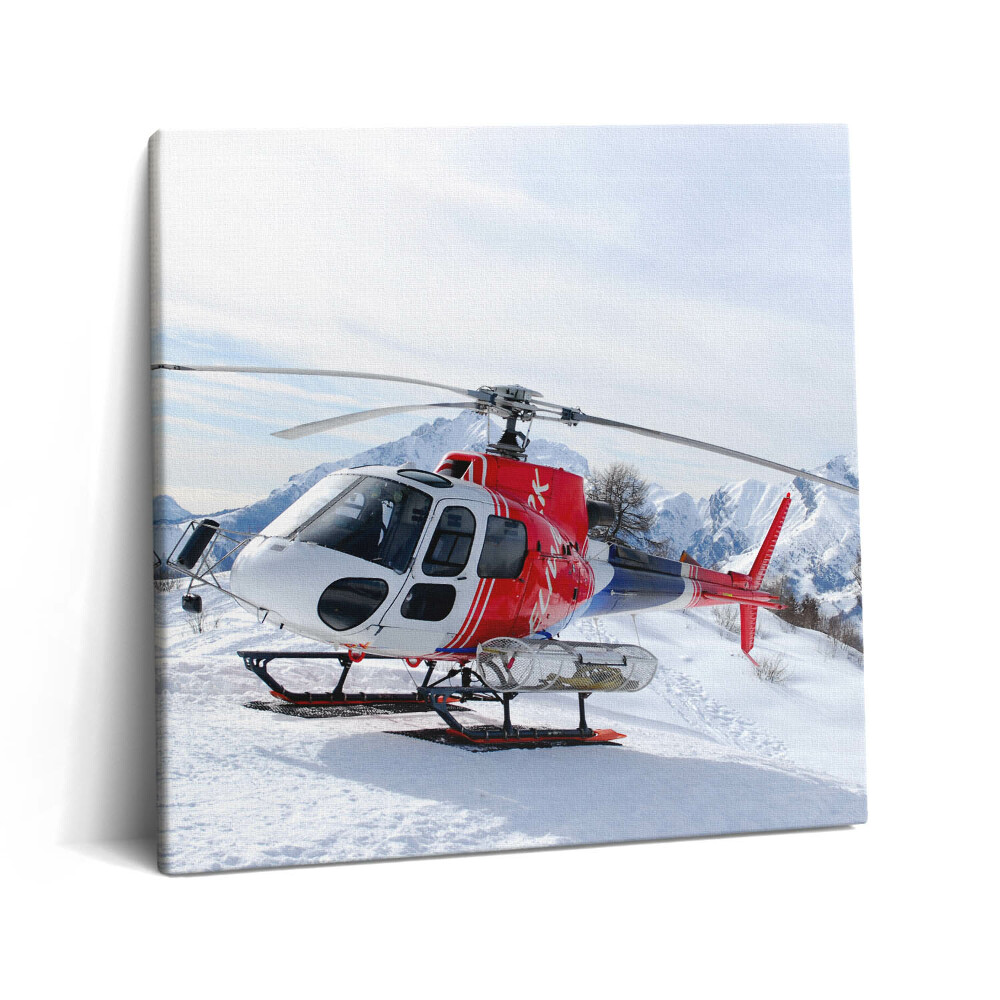 Obraz canvas 60x60 Helikopter na śnieżnej górze