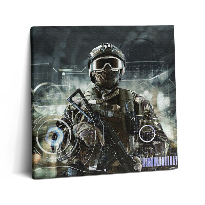 Foto obraz ze zdjęcia 60x60 Żołnierz sił specjalnych z bronią