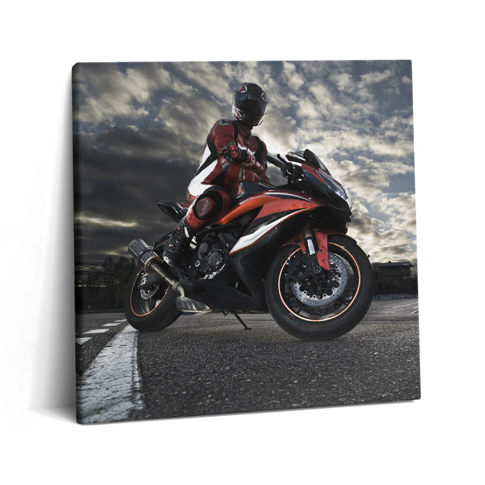 Obraz canvas 60x60 Człowiek na motocyklu